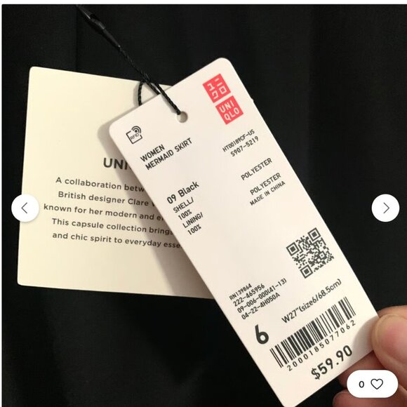Uniqlo C Mermaid Midi Skirt with Slit in Black Size 6 NEW WITH TAG! - Picture 3 of 5